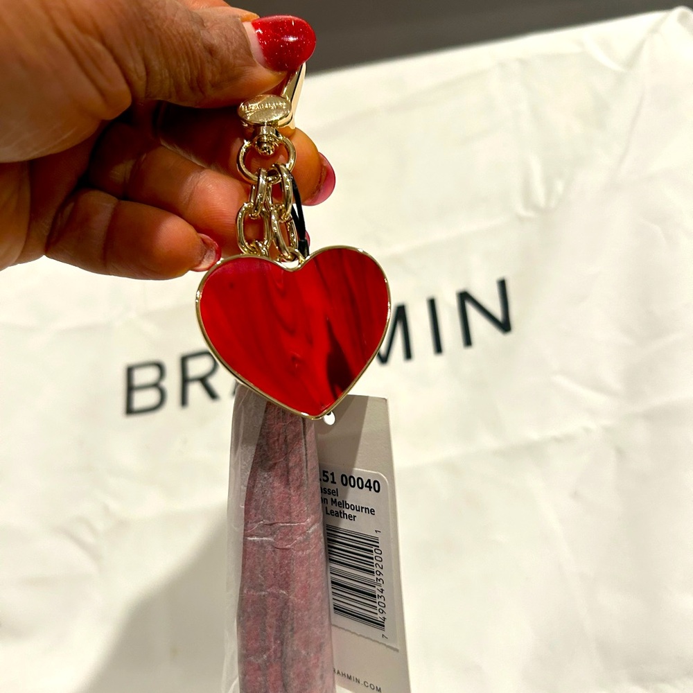 Brahmin Carnation Heart Tassel